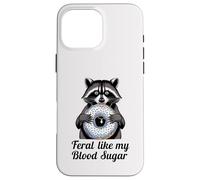 selvaggio come il mio zucchero nel sangue carino procione mangiare ciambella diabete Custodia per iPhone 16 Pro Max