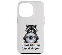 selvaggio come il mio zucchero nel sangue carino procione mangiare ciambella diabete Custodia per iPhone 13 Pro