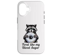 selvaggio come il mio zucchero nel sangue carino procione mangiare ciambella diabete Custodia per iPhone 16