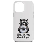selvaggio come il mio zucchero nel sangue carino procione mangiare ciambella diabete Custodia per iPhone 13 Pro Max