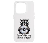 selvaggio come il mio zucchero nel sangue carino procione mangiare ciambella diabete Custodia per iPhone 15 Pro