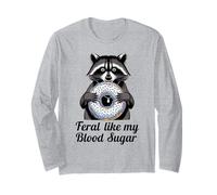 Selvaggio Come Il Mio Zucchero nel Sangue Carino Procione Mangiare Ciambella diabete Maglia a Manica