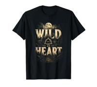 Selvaggio Cuore Lupo Foresta e Luna Vintage all'aperto Maglietta