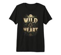 Selvaggio Cuore Lupo Foresta e Luna Vintage all'aperto Maglietta Premium
