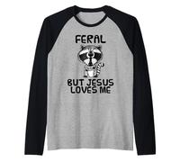 Selvaggio ma Gesù mi ama, Chiesa del procione divertente Maglia con Maniche Raglan