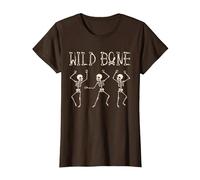 Selvaggio Osso Scheletro Halloween Giorno Spooky Trucco O Trattare Maglietta, Donna, Marrone, 3XL