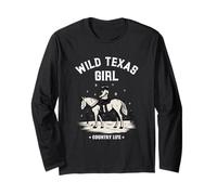 Selvaggio Texas Ragazza Equitazione Country Life Maglia a Manica