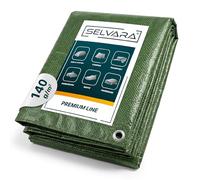 Selvara Telo impermeabile esterno 140g/m² Premium Line | Telo occhiellato 1,5m x 6m | Telo impermeabile verde | Resistente ai raggi UV e agli strappi | Telone multifunzionale