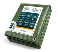 Selvara Telo impermeabile esterno 260g/m² Top Line | Telo occhiellato 1,5m x 6m | Telo impermeabile verde | Resistente ai raggi UV e agli strappi | Telone multifunzionale