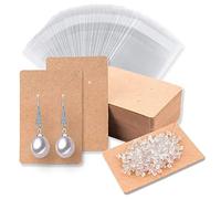 SELVFZ 480 pezzi/set Portaorecchini Carte Display Collana con Borse Orecchio Indietro Orecchino Schede di Visualizzazione Etichette di Carta Kraft Cartoline di Visualizzazione Orecchino per Vendere