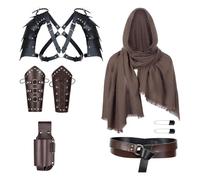 SELVFZ Accessori per costume medievale da soldato cavalleresco con bretelle in pelle e vestito essenziale da combattimento per eventi a tema costume da cavaliere medievale