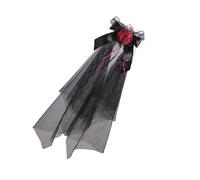 SELVFZ Accessorio per testa di Halloween, velo in pizzo nero con clip per capelli invisibile, decorazione per capelli per feste da ballo, velo nero regolabile