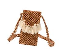 SELVFZ Borsa a tracolla alla moda con perline di legno per le donne piccola borsa per telefono adatta per visite in città e shopping casual borsa per la spesa casual, Marrone, One Size