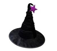 SELVFZ Cappelli da strega di Halloween Stella Pieghettato Cappelli Mago Grande Nero Strega Cappello Da Strega Per Halloween Decorazione Festa Cosplay Costume Cappelli Strega