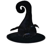 SELVFZ Cappello da strega nero per festa di Halloween donne uomini pieghettato mago cosplay costume festival copricapo accessori