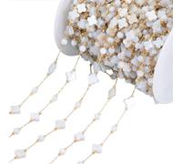 SELVFZ Catena personalizzabile sfaccettata variopinta dell'acciaio inossidabile dell'accessorio della catena del tallone con le perle variopinte 1m per la fabbricazione