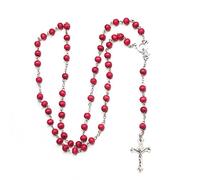 SELVFZ Collana in legno naturale con rosario rosso cattolico incrociato collana intrecciata a mano ornamento hip hop accessori abbigliamento