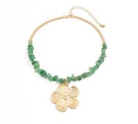 SELVFZ Collana regolabile retrò a cinque petali con fiore in pietra design delicata catena clavicola per casual o formale catena clavicola pietra schiacciata