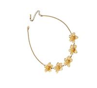 SELVFZ Collana versatile con medaglione floreale regolabile catena clavicola in lega artigianale catena leggera accessorio moda lunghezza regolabile collana floreale, Misura unica, come descritto