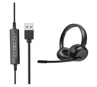 SELVFZ Cuffie USB professionali con cavo per call center esami con cancellazione del rumore cuscinetti auricolari e controllo a 4 tasti sopra l'orecchio isolamento acustico auricolare per esami