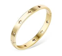 SELVFZ Elegante bracciale rigido con chiusura a fibbia in acciaio inox a forma di stella, per amanti della moda