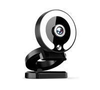 SELVFZ Messa a fuoco automatica Webcam Risoluzione 4K Integra In Anelli Luce 3 Temperature di Colore Riduzione del Rumore Microfoni Base Rotabile 360 Per PC Laptop Webcam Con Touch Control Anelli Luce