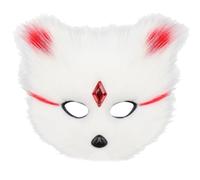 SELVFZ Peluche decorato con strass a mezzo volto per feste elegante gatti volpi design confortevole traspirante vintage peluche accessorio, Bianco e rosso., Taglia unica