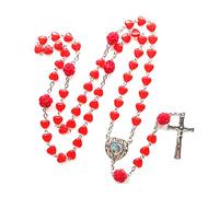SELVFZ Rosario Cattolico Cuori Rosario Collana Perline Sacra Figura Appeso Ciondolo Fascino Per Le Donne Degli Uomini Decorazione Forniture Preghi