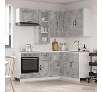 Selvicoly Kalmar - Set di 8 mobili da cucina in legno grigio cemento con mobiletti inferiori regolabili, fissaggio a parete, versatile per cucina, dispensa, armadietto alto e basso, design robusto