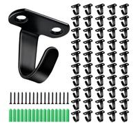 Selvotran 50 ganci in acciaio inossidabile nero con 100 viti e ancoraggi, ganci da soffitto da 3,6 cm, rivestiti di nero, ganci a vite da parete per casa, cucina