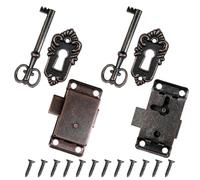 Selyse 2 lucchetti antichi per armadi con chiavi, serratura decorativa per ante dell'armadio, cassetta delle lettere, armadietti, cassette degli attrezzi, con viti (marrone rosso)