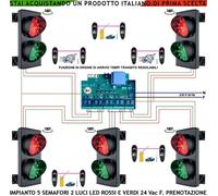 Semafori 5 Ingressi 2 Luci 24 Led Rossa Verde 24 Vac Sistema Controllato 5 Fotoc