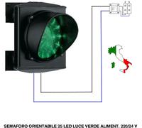 SEMAFORO 25 LED 24 Vcc. LUCE VERDE VETRINO VERDE INTERCAMBIABILE OMOLOGATO CE