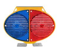 Semaforo a energia solare rosso blu ad alta visibilità, luce di avvertimento a LED lampeggiante per costruzione di strade, clip in metallo, notte, su entrambi i lati, portata 1000 m