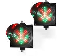 Semaforo A LED da 200 Mm (8 Pollici), Luce A LED Stop D Go 2 in 1, Spia Stradale con Freccia Verde A Croce Rossa, Impermeabile Ip65, per Strada, Casello, Cancello Residenziale, 2PCS