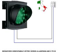 SEMAFORO LUCE VERDE LAMPADA 220 V 70 W INCANDESCENZA INTERCAMBIABILE OMOLOGATO