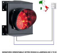SEMAFORO MONOLAMPADA 220 V. 70 W INTERCAMBIABILE INCANDESCENZA OMOLOGATO ROSSO