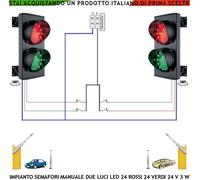Semaforo Omologato Garage 2 LucI Rossa Verde 2 Semafori due Schede 24 Led 24 Vac