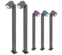 Semaforo per esterni, antracite, piantana da giardino, lampada da esterno, da terra, orientabile, telecomando dimmerabile, 1x LED RGB 3,5W, LxPxH 11,5x7,2x80 cm, set da 2