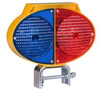 Semaforo solare bifacciale, luce LED lampeggiante notturna, portata 1000 m, rosso blu, lavoro su strada, clip in metallo, grande visibilità