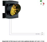 SEMAFORO VETRO GIALLO SEGNALE ATTESA SGOMBERO LAMPADA FILAMENTO 220 V 70W E27 CE