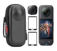 Semaiki Insta 360 X5 Accessori, piccola custodia in EVA + copriobiettivo in silicone + 2 pellicole protettive in vetro temperato, custodia rigida compatibile per fotocamera Insta360 X5/X4