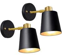 SEMANHUA Applique da Parete for Camera da Letto con Braccio Oscillante Lampada da Parete Moderna Industriale in Oro Nero Plug-in o Cablata - Lampada da Parete Regolabile for Lettura della Testiera del