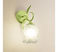 SEMANHUA Applique da Parete Moderna con Paralume in Vetro Floreale, Lampada da Parete con Ramo Creativo Nordico, Lampada da Parete in Ferro retrò E27, apparecchio di Illuminazione