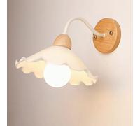 SEMANHUA Lampada da Parete Moderna in Legno Lampada da Parete in Vetro a Forma di Fiore Decorazioni per la casa nordica Lampada da Parete in Stile Giapponese Lampada da Lettura a p