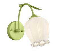 SEMANHUA Lampada da Parete Moderna in Vetro a Forma di Fiore Lampada da Parete nordica Verde/Bianca Lampada da Parete a Ramo Creativo, Applique da Parete Color Crema per Interni E2