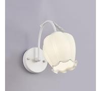 SEMANHUA Lampada da Parete Moderna in Vetro con Fiori Lampada da Parete nordica Verde/Bianca Lampada da Parete a Ramo Creativo, Applique da Parete Color Crema per Interni E27 Appar