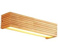 SEMANHUA Square Water-Lime LED Wall Sconce Mirror Front for Bedroom and Bathroom - Solid Wood Top Lamp(White Light,55cm)