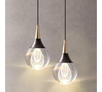 SEMANHUAOZ Lampada a Sospensione in Cristallo di Metà del Secolo Isola della Cucina Oro Nero Lampada a Sospensione Moderna Mini Palla Vintage Lampadario Industriale for Tavolo da Pranzo Isola della Cu