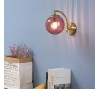 SEMANHUAOZ Lampada da parete minimalista nordica - Vetro moderno for interni, illuminazione da parete in blu for camera da letto, comodino, soggiorno, scala e corridoio, E14, 15 cm(Red Rojo)
